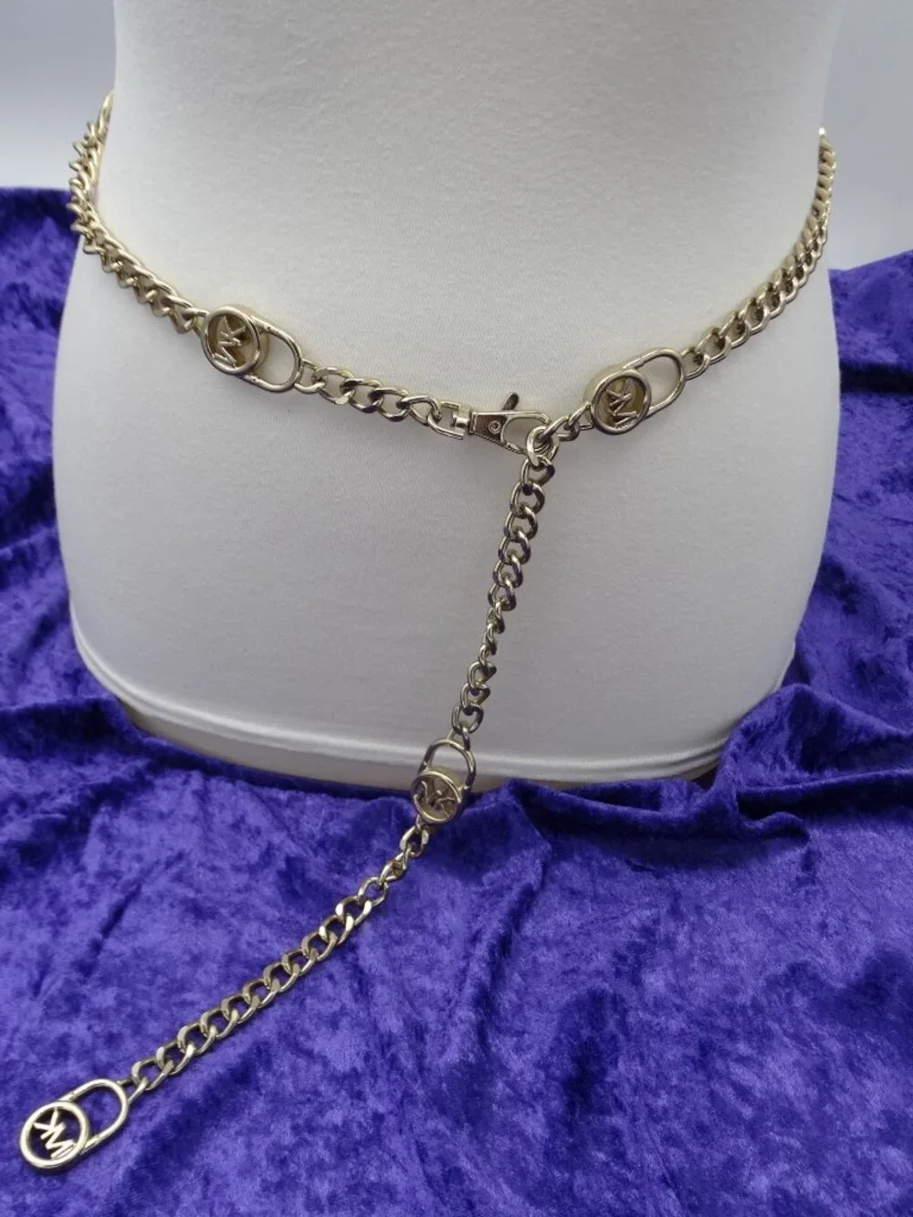 Michael Kors Gold Tone Chain MK Logo Women's Adjustable Belt 40